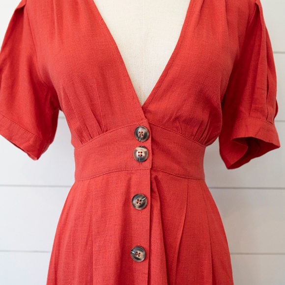Anthropologie Linen Blend Vintage Style Dress - Picture 3 of 8